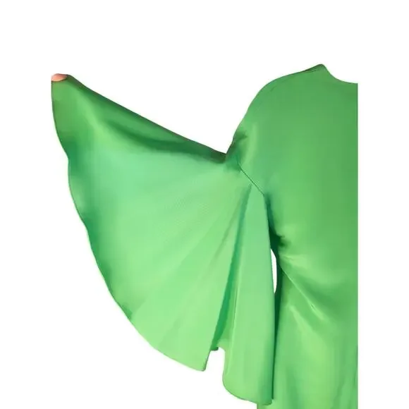 Ralph Lauren Green Shift Dress Sz 4 3/4 length Bell Sleeves V Neck - Picture 5 of 9